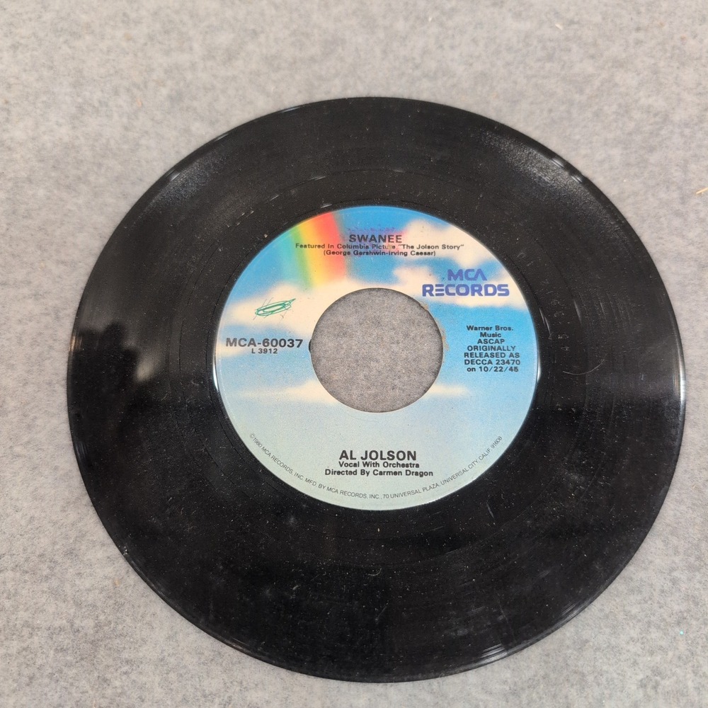 Al Jolson Swanee April Showers 45 RPM Vinyl MCA-60037 The Jolson Story Reissue - Picture 2 of 3